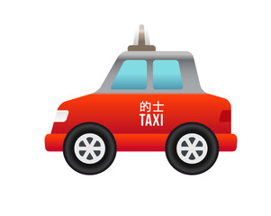 Side of hong kong red city taxi car icon with gradient blue window