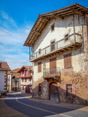 Village street with picturesque buildings