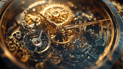 Intricate Golden Gears of a Mechanical Watch
