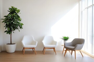 A calm psychologist&rsquo;s office featuring chairs ready for therapeutic discussions.