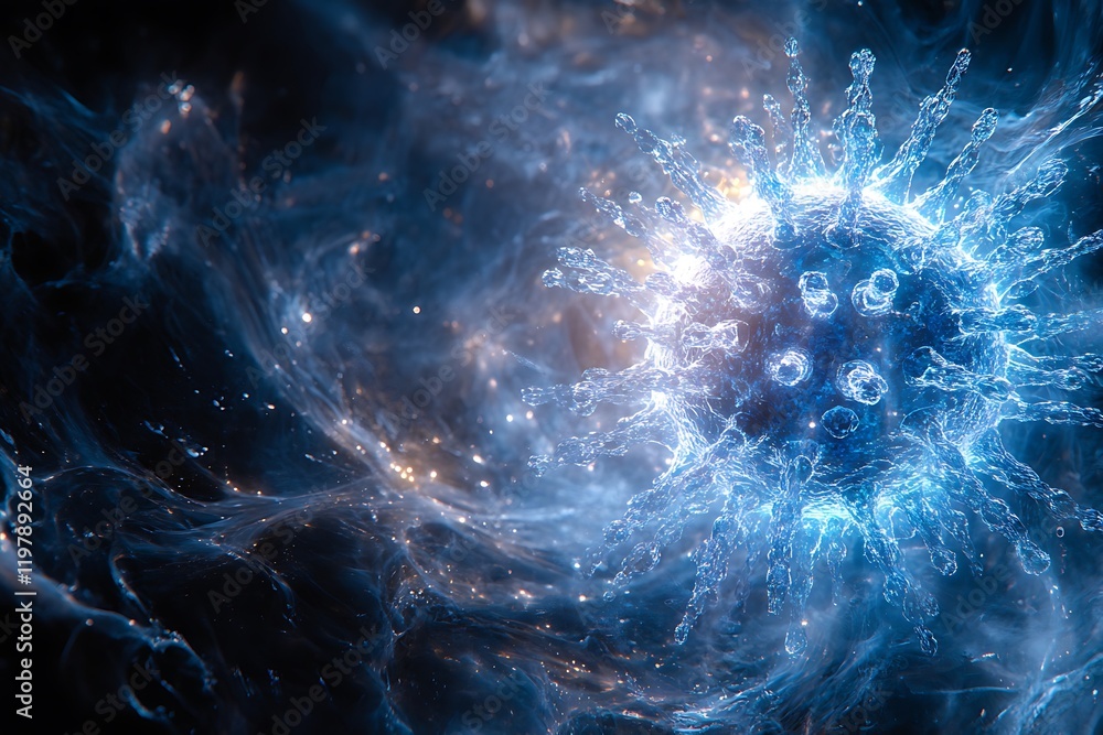 Aufkleber microscopic visualization of a virus particle