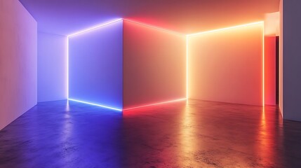Abstract Neon Room Corner Illumination Design