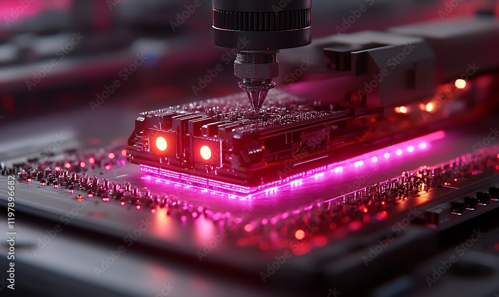 Poster precise robotic assembly of a glowing circuit board