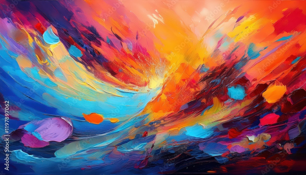 Poster vibrant abstraction a colorful symphony of form and hue in an abstract painting from , showcasing a 