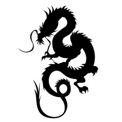 silhouette chinese dragon on white background vector