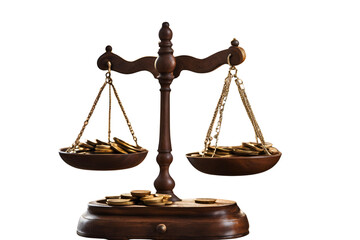 Equilibrium of Finance: Balancing Coins on a Wooden Scale Symbolizing Financial Stability and Decision-Making