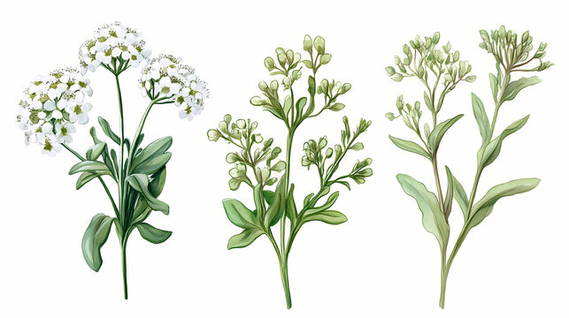 Waldmeister oder wohlriechendes labkraut, galium odoratum, synonym: asperula odorata. Stormfall. Illustration