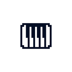 Pixel music piano icon. Pixel piano keys. Music icon vector. Piano in 8 bit style. Vector icon of a grand piano isolated on a white background pixel.