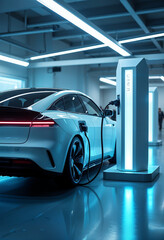 A m

















Modern electric car charging at a futuristic station