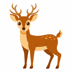 Fototapeta premium Cute cartoon fawn isolated on white background. Side view. Vector illustration.