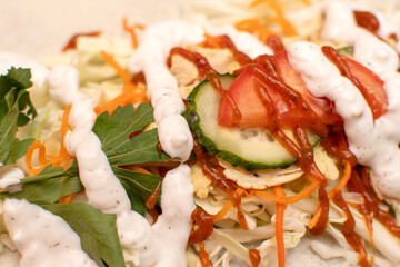 Process of preparing traditional Turkish fast food - shawarma	