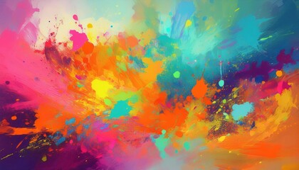 Vibrant Color Splash Grunge Art Backdrop Expressive Textures and Bold Hues Collide in a Stunning Abstract Composition, Invoking Emotion and Creativity.