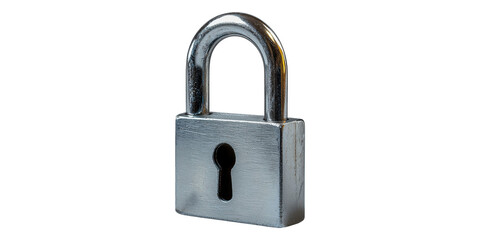 Naklejka premium Silver metal padlock with keyhole isolated on transparent background