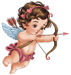 Obraz premium Cupid shooting love arrow, Valentine's Day