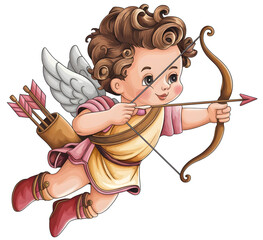 Obraz premium Cupid shooting love arrow, Valentine's Day 
