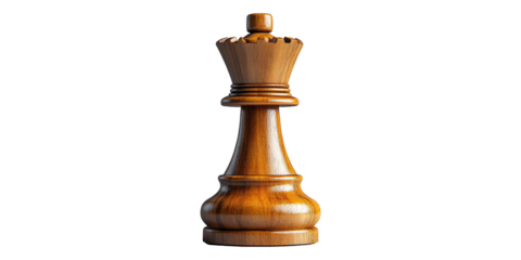 Wooden king chess piece isolated on transparent background