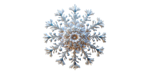 Intricate snowflake design isolated on transparent background