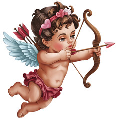 Obraz premium Cupid shooting love arrow, Valentine's Day