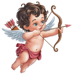 Obraz premium Cupid shooting love arrow, Valentine's Day