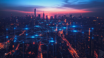 Obraz premium abstract, business, team, stands, peak, success, Abstract business man stands on the peak of success amid tall, innovative Smart city and graphs with statistics to analyze business potential and predi