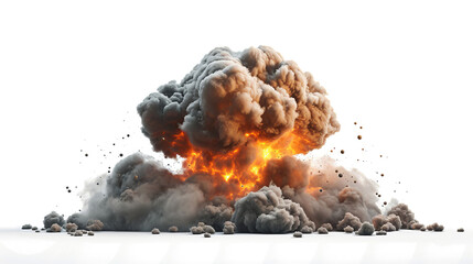 Big cloud of nuclear explosion isolated on transparent background