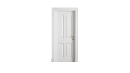 Photo of white door isolated on transparent background