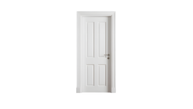 Photo of white door isolated on transparent background