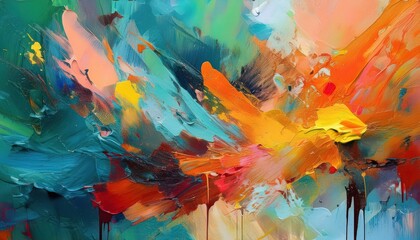 Vibrant Abstract Paint Background in Shades of Blue and Yellow, Depicting a Dreamy, Textured Landscape at Dusk