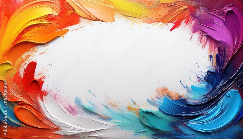 Poster vibrant abstraction bold strokes in white space, showcasing intricate artistic expression and visual