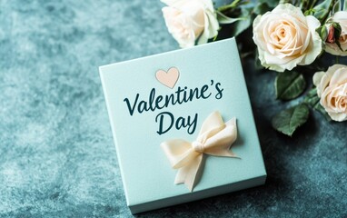 A charming gift box adorned with a delicate bow and a heart, perfect for expressing love on Valentine's Day.
