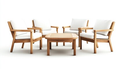 Elegant Teak Wood Patio Furniture Set with Cushions