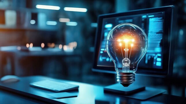 Creative ideas visualized with technology in a digital format 