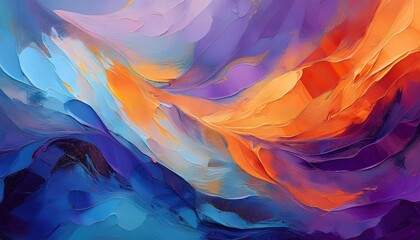 Vibrant Abstract Artwork Expressive Texture of Blue, Orange, and Purple Hues in an Artistic Mood, Decora at