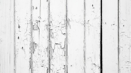 Weathered White Wooden Plank Wall with Peeling Paint and Texture