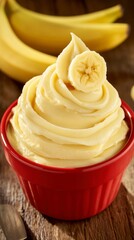 Scrumptious Banana Dessert in a Red Bowl - A Deliciously Creamy Treat