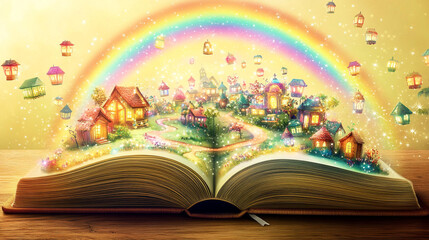 Enchanting Fairy Tale Town Unveiled in Open Book
