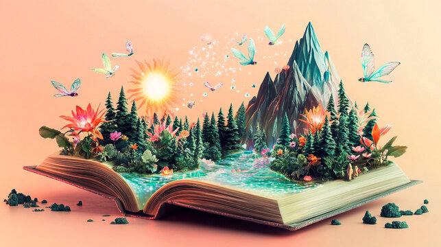 Enchanting Forest Sprout from Open Book