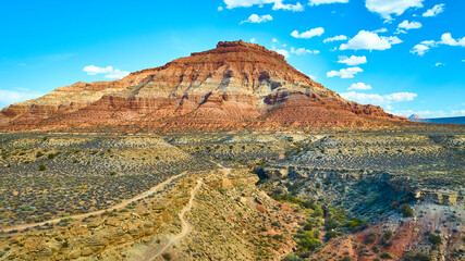 Aerial of Red Rock Mountain and Desert Trail, Gooseberry Mesa Utah