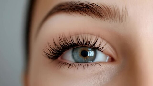 Closeup of female beautiful eyes. Good vision and eyes health. Vision testing, contact lens wearing and ophthalmology concept. Medical laser eye correction, vision correction, lasik treatment
