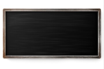 Fototapeta premium Classic Black School Chalk Board on White Background for Education and Classroom Use. Blank Board with Border Frame Isolated in Image