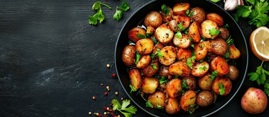 Pan-fried Bombay potatoes with jeera seeds and coriander.
