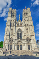 The Cathedral of St. Michael and St. Gudula medieval Roman Catholic cathedral Brabantine Gothic...