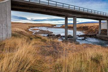 Laxa Bridge near the village of Budardalur on the island of Iceland