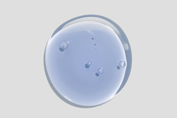 Сosmetic blue liquid gel on grey background isolated