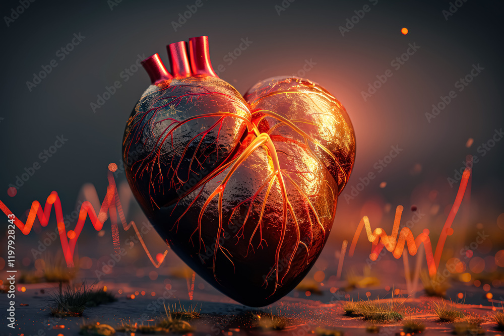 Poster heart is displayed in a black and red color with a red line surrounding it. the heart is positioned 