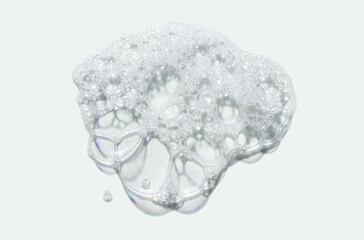 Cosmetic cleansing washing white soapy foam gel on grey isolated background