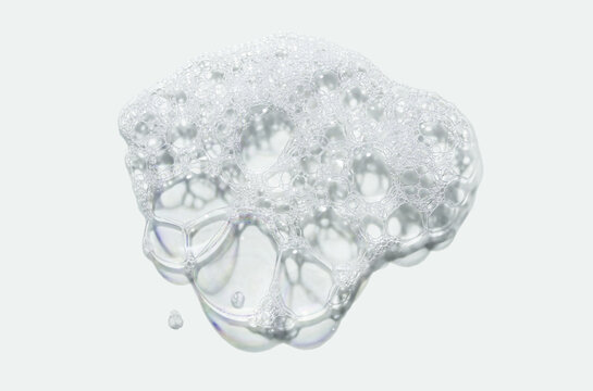 Cosmetic cleansing washing white soapy foam gel on grey isolated background