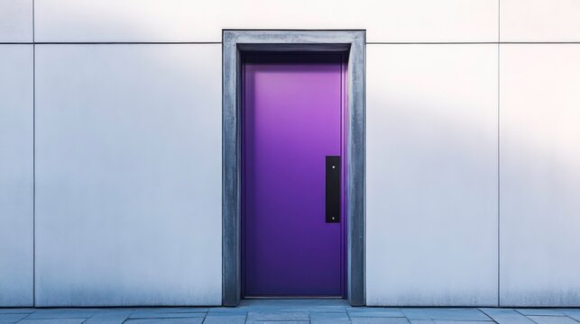 Purple door in modern building exterior.