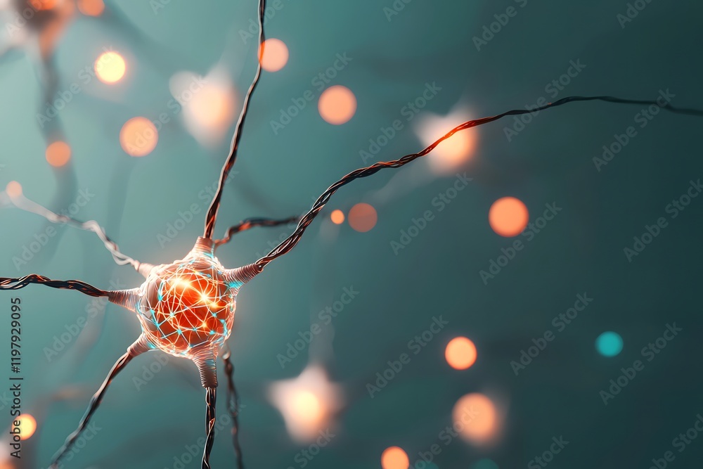 Poster neural activity observation laboratory setting scientific visualization digital art close-up view ne