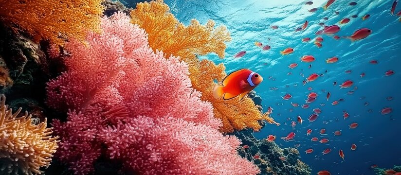 Dynamic Marine Wildlife within a Colorful Ocean Ecosystem